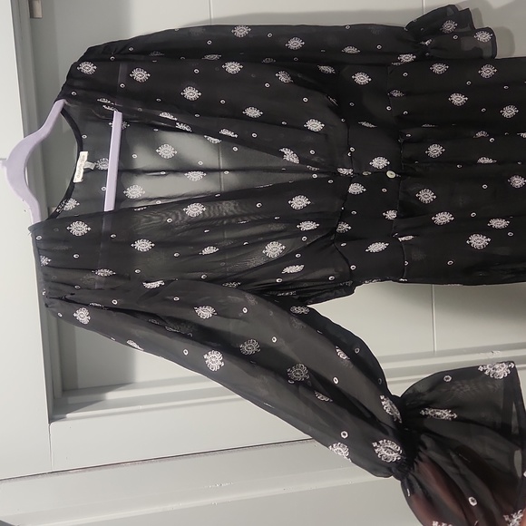 Charlotte Russe Black Printed Longline Kimono - Picture 6 of 11